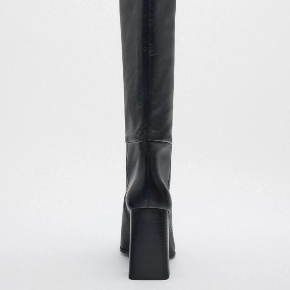 Zara heeled boots leather black - Picture 4 of 8